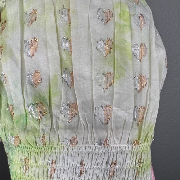 NWT Revolve Majorelle Siesta Key Tie-Dye Metallic Heart Crop Top XL Pastel Boho - Picture 7 of 9
